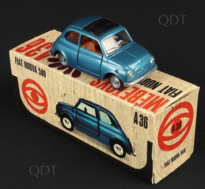 Mebetoys models a36 fiat 500 blue w865a