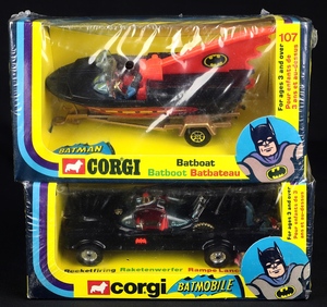 Corgi toys twin pack a 267 batmobile 107 batboat