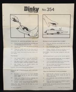 Dinky toys 354 pink panther car dd477 leaflet