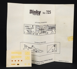 Dinky toys 725 f 4k phantom ii dd573 instrucitons transfers