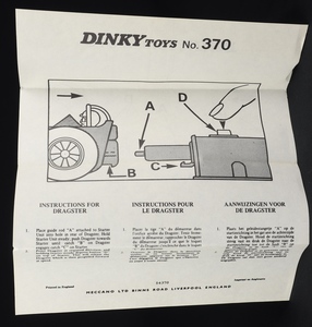 Dinky toys 370 dragster set dd613 leaflet