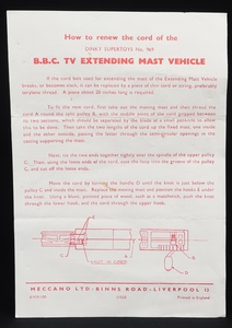 Dinky supertoys 969 mobile control room dd834 leaflet