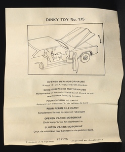 Dinky toys 175 cadillac eldorado ee19 leaflet