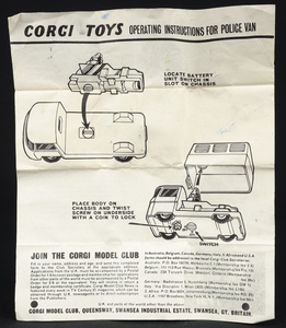 Corgi toys 464 commer police van ee249 leaflet