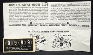 Corgi toys 319 lotus elan ee581 leaflet