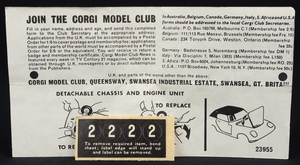 Corgi toys 319 lotus elan coupe ee624 leaflet