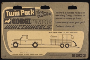 Corgi juniors twin pack 2503  land rover pick up horse box ee948 back