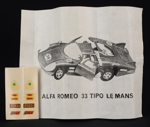 Dinky toys 210 alfa romeo tipo le mans ff331 transfers