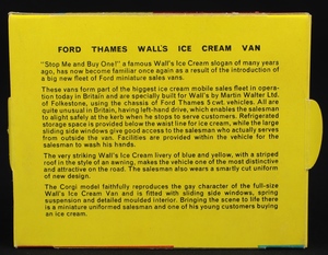 Corgi toys 447 wall's ice cream van ff718 base card