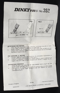 Dinky toys 352 ed straker's car gg70 leaflet