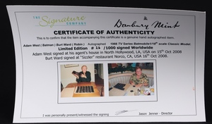 Hotwheels batman danbury mint gg279 signature certificate