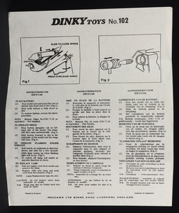Dinky toys 102 joe's car gg307 leaflet
