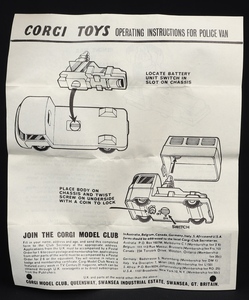 Corgi toys 464 commer police van county gg626 leaflet