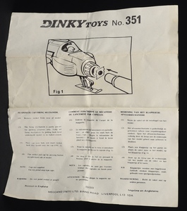 Dinky toys 351 ufo interceptor gg961 leaflet