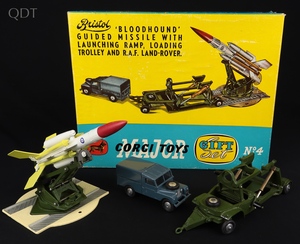 Corgi toys gift set 4 bloodhound guided missile launching ramp loading trolley raf landrover set hh631 front