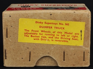 Dinky supertoys 562 dumper truck hh699 box side