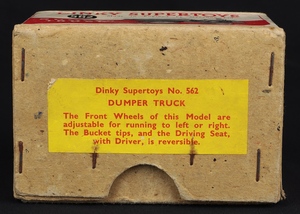 Dinky supertoys 562 dumper truck hh795 box side