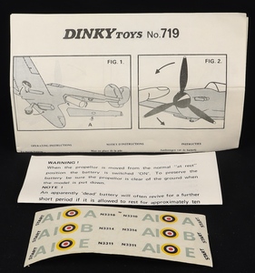 Dinky toys battle of britain display 721 junkers 719 spitfire hh824 leaflet