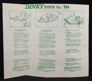 Dinky toys 104 spectrum pursuit vehicle jj531 leaflet