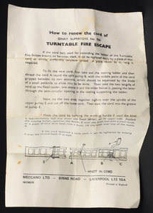 Dinky toys 956 turntable fire escape kk1352 leaflet