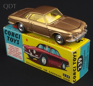 Corgi toys 239 volkswagen 1200 karmann ghia kk929 front