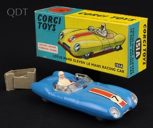 Corgi toys 151a lotus mark eleven le mans racing car ll74 front