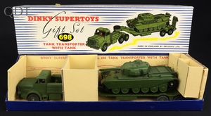 Dinky supertoys gift set 698 tank transporter with tank ll438 front