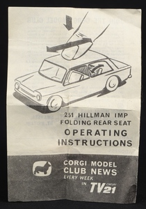 Corgi toys 251 hillman imp ll765 leaflet