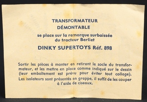 French dinky toys 833 transformer ll913 leaflet