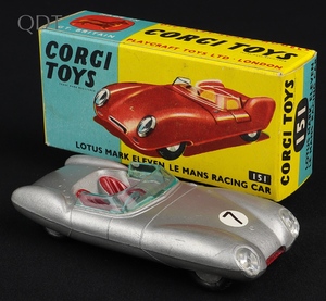 Corgi toys 151 lotus mark eleven le mans racing car ll915 front